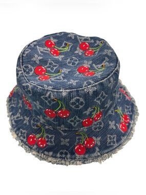 Louis Vuitton x Takashi Murakami Denim Cerise Bucket Hat